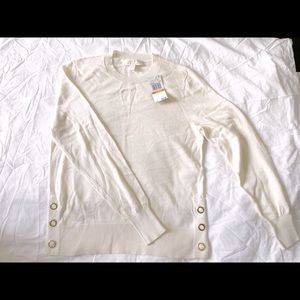 MICHAEL KORS Womens Ivory Embellished Sweater